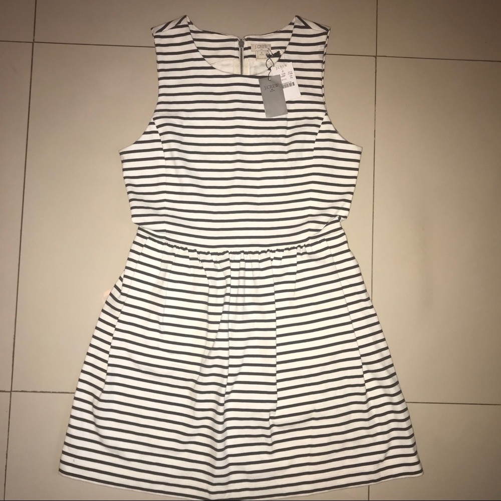 J Crew Strip Black and White Dress